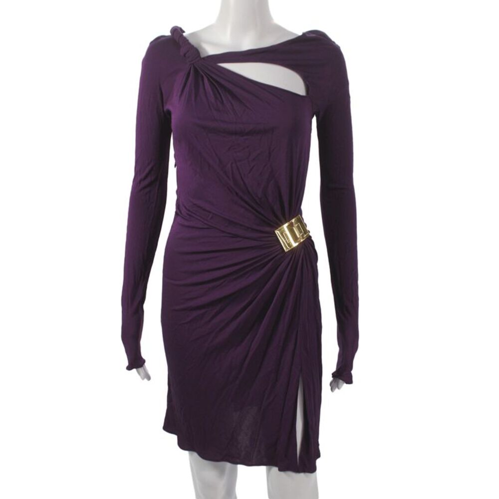 Emilio Pucci Women Bodycon One Shoulder Long Sleeve Purple Dress Size S